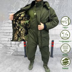 Зимний костюм с флисовой подкладкой и силиконовым утеплителем / Мужская форма Куртка + Брюки с подтяжками олива размер L buy56941bls-L фото