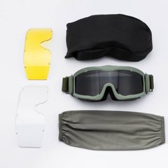 Захисні окуляри - маска з 3 змінними лінзами та чохлом олива for01052bls-о фото