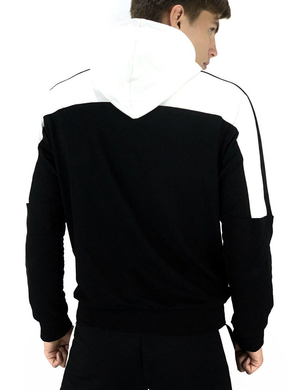 Стильное мужское Худи Intruder Spirited / Кофта свободного кроя с черным капюшоном с белыми вставками размер S 1590229359bls-S фото