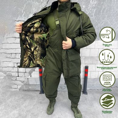 Зимняя Мужская Форма Куртка + Брюки с подтяжками с флисовой подкладкой олива размер L buy56941bls-L фото