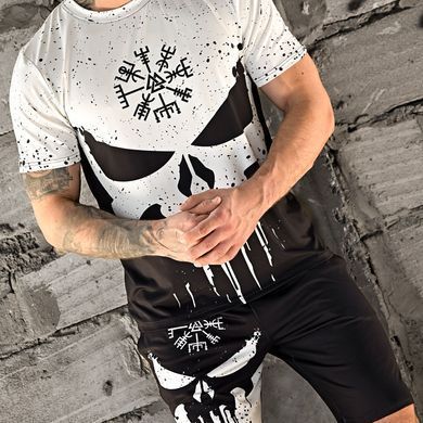 Комплект Punisher з принтом Футболка + Шорти білий з чорним розмір M buy93122bls-M фото