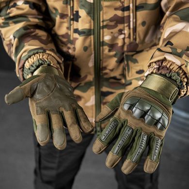 Щільні Рукавиці із захисними Накладками та антиковзаючими Вставками олива розмір M 20087bls-M фото