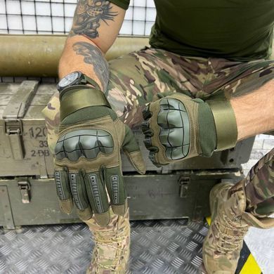 Щільні Рукавиці із захисними Накладками та антиковзаючими Вставками олива розмір M 20087bls-M фото