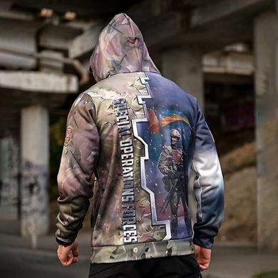 Утепленное худи Saint SOF с принтом на груди и спине мультикам размер S buy93928bls-S фото
