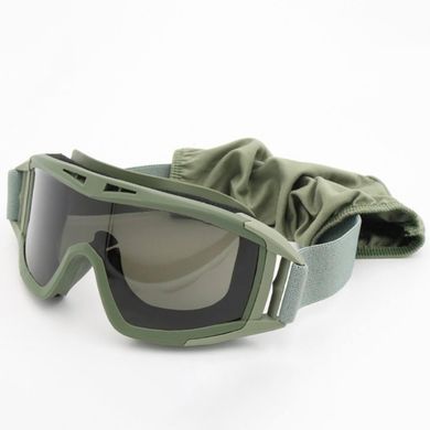 Защитные очки - маска с 3 сменными линзами и чехлом олива for01052bls-о фото
