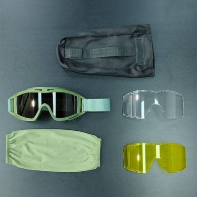 Захисні окуляри - маска з 3 змінними лінзами та чохлом олива for01052bls-о фото