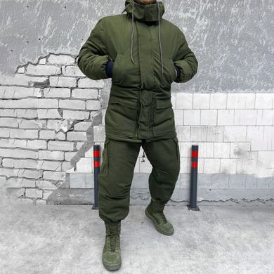 Зимний костюм с флисовой подкладкой и силиконовым утеплителем / Мужская форма Куртка + Брюки с подтяжками олива размер L buy56941bls-L фото