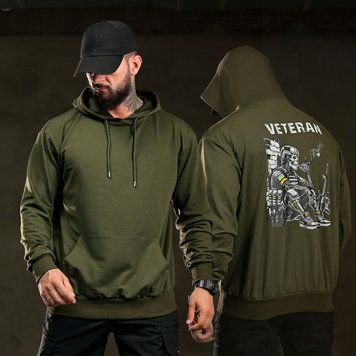 Худі Trenash Veteran з принтом на спині олива розмір M buy97154bls-M фото
