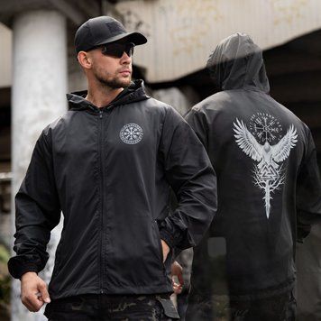 Вітрівка&nbsp;Born of War з принтом Voron чорна розмір S buy97364bls-S фото