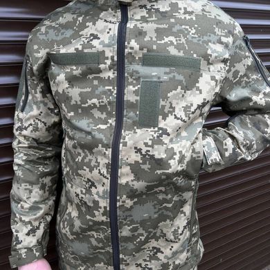 Чоловіча літня Куртка із липучками під шеврони / Легка Вітровка з капюшоном піксель розмір S bkr0045bls-S фото