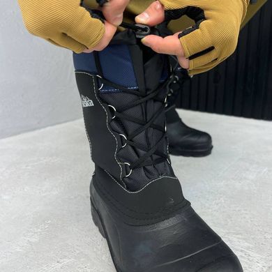 Чоловічі утеплені Гумові Чоботи із знімною Підкладкою / Водонепроникне високе взуття на шнурівці чорні розмір 41 55575bls-41 фото
