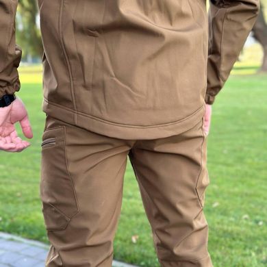 Костюм мужской на флисе Куртка + Брюки / Утепленный Комплект Softshell койот размер S for00684bls-S фото