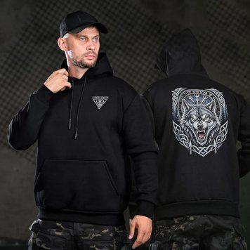 Худі Genesis на флісі з принтом Wolf чорне розмір M buy97255bls-M фото