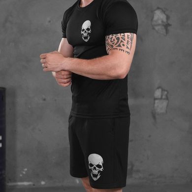 Комплект футболка Coolpass + шорты с принтом Skull черная размер M buy87476bls-M фото