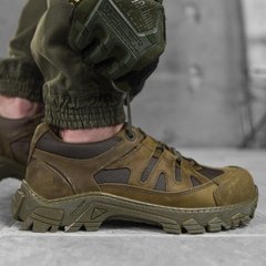 Мужские кожаные кроссовки с сетчатыми вставками олива размер 40 buy85896bls-40 фото