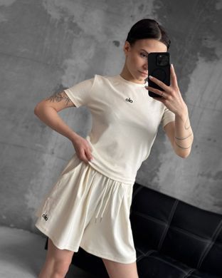 Літній жіночий Комплект Футболка + Шорти бежевий Оne Size buy92477bls фото