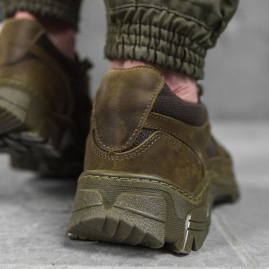 Чоловічі шкіряні кросівки із сітчастими вставками олива розмір 40 buy85896bls-40 фото