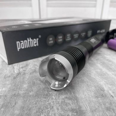 Ручной аккумуляторный Фонарик Panther PT-4218 с функцией зума и 4 режимами работы черный 13960bls фото