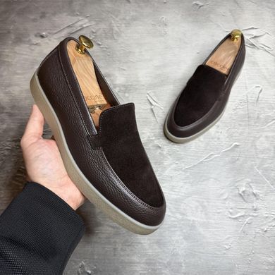 Шкіряні лофери U.Spirit Velmor із замшевою вставкою коричневі розмір 40 2503/3 brown/shbls-40 фото
