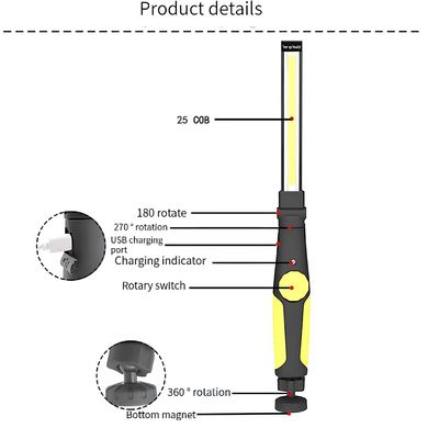Складной фонарь для кемпинга BL-W55-COB с вращением на 360º и магнитом ws81974bls фото