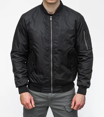 Купити Чоловічий Бомбер з Нейлоновою підкладкою чорна / Демісезонна Куртка розмір M md1133bls-M в інтернет магазині тактичного спорядженняBlackOut
