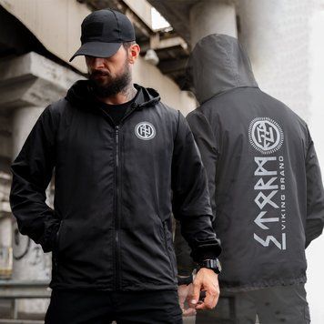 Вітрівка&nbsp;Born of War з принтом Руни чорна розмір S buy97050bls-S фото