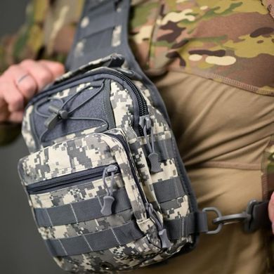 Тактическая нагрудная cумка Podium Oxford 6 л с системой крепления Molle серый пиксель 26&times;19&times;10 см buy94062bls фото