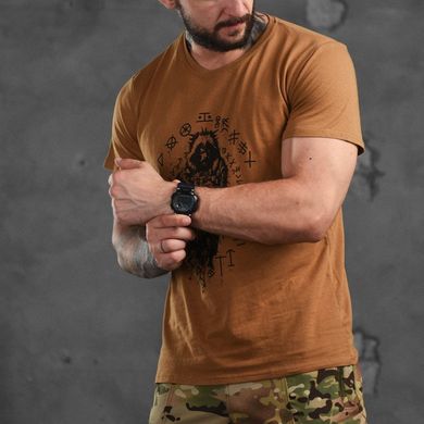 Чоловіча футболка 7.62 Tactical кулір з принтом Воїн койот розмір M buy88013bls-M фото
