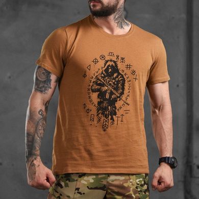 Чоловіча футболка 7.62 Tactical кулір з принтом Воїн койот розмір M buy88013bls-M фото