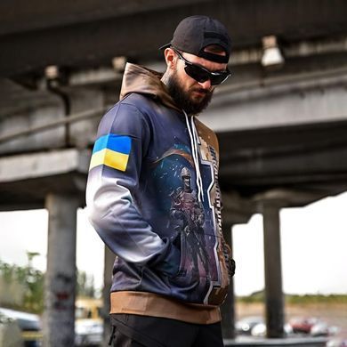 Утепленное худи Saint Ukrainian Ground Forces с принтом на груди и спине пиксель размер S buy93932bls-S фото