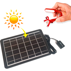 Портативна Сонячна батарея + Подарунок Гнучка міні USB лампа червона / Сонячна панель GDSUPER 8 Вт з перехідниками у комплекті / Панель для швидкого заряджання 27,4x18,1x1,8 см 12490bls фото