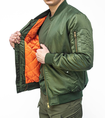 Чоловічий Бомбер з Нейлоновою підкладкою олива / Демісезонна Куртка розмір M md1134bls-M фото