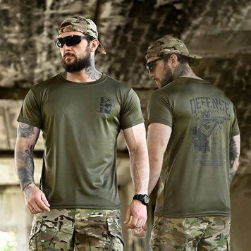 Потовідвідна футболка Born of War з принтом Defense олива розмір S buy96447bls-S фото