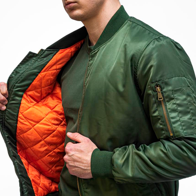 Чоловічий Бомбер з Нейлоновою підкладкою олива / Демісезонна Куртка розмір M md1134bls-M фото