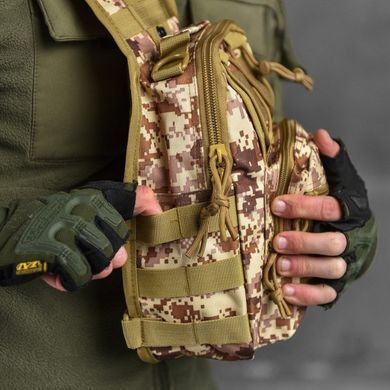 Нагрудна сумка "Vex" Cordura 1000D з вологозахисним просоченням / Однолямний рюкзак піксель койот 26х22х10 см buy14055bls фото