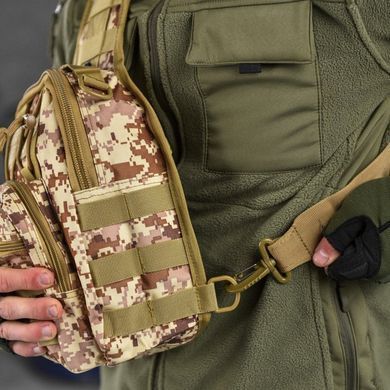 Нагрудна сумка "Vex" Cordura 1000D з вологозахисним просоченням / Однолямний рюкзак піксель койот 26х22х10 см buy14055bls фото