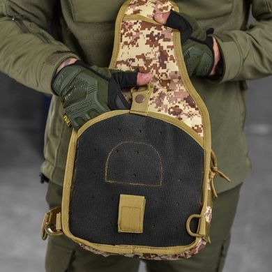 Нагрудна сумка "Vex" Cordura 1000D з вологозахисним просоченням / Однолямний рюкзак піксель койот 26х22х10 см buy14055bls фото
