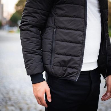 Плотная мужская Куртка Pobedov Povezlo до +15°C / Стильный Бомбер с утепленной подкладкой черный размер S OWbb709babls-S фото