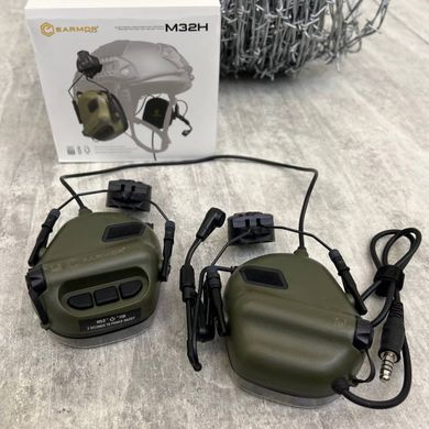 Активні Навушники EARMOR M32H з кріпленням на Шолом та Мікрофоном олива 70400bls-о фото