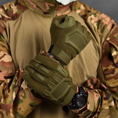 Крепкие сенсорные перчатки Mechanix M-Pact с защитными накладками олива размер M 13426bls-M фото