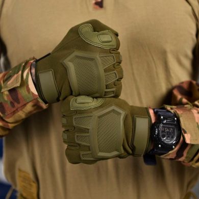 Крепкие сенсорные перчатки Mechanix M-Pact с защитными накладками олива размер M 13426bls-M фото