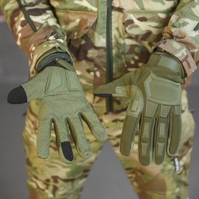 Міцні сенсорні Рукавиці Mechanix M-Pact із захисними накладками олива розмір L 13426bls-L фото