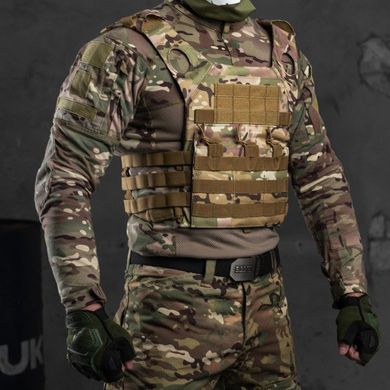 Плитоноска із кишенями та системою Molle / Захисний жилет Cordura під плити 25х30 см мультикам  13442bls фото