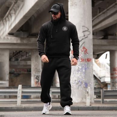 Спортивний костюм на флісі Худі + Штани з принтом Wolf чорний розмір M buy97823-M фото
