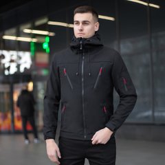 Демісезонна чоловіча Куртка з капюшоном Pobedov Korol’ Lev SoftShell на флісі чорна розмір S Вк(Р)00008bls-S фото