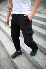 Щільні чоловічі штани Cose на флісі з манжетами / Утеплені брюки чорні розмір S 1642417005bls-S фото