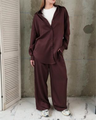 Женский костюм Sansara Рубашка с длинным рукавом + Брюки шоколадный One Size buy95939bls фото