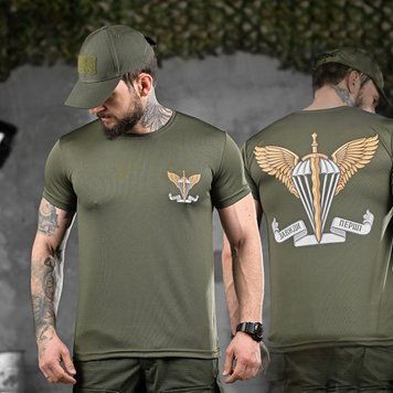 Потоотводная футболка с принтом Завжди Перші олива размер M buy92006bls-M фото