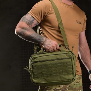 Тактична сумка-органайзер з системою кріплення Molle та липучками олива buy96885bls фото