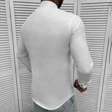 Вышитая мужская Рубашка Vareti на длинный рукав / Стильная Вышиванка с Патриотическим орнаментом в белом цвете размер S 50028bls-S фото